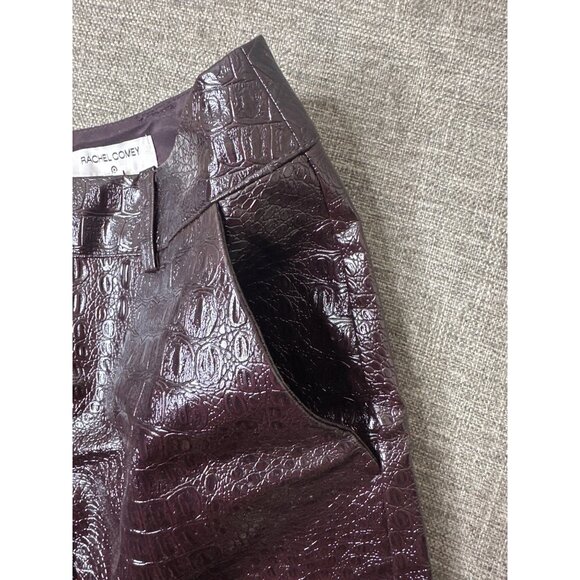 Rachel Comey Womens Size 6 Faux Leather Brown Midi Skirt Pockets & Button Front - Picture 3 of 6